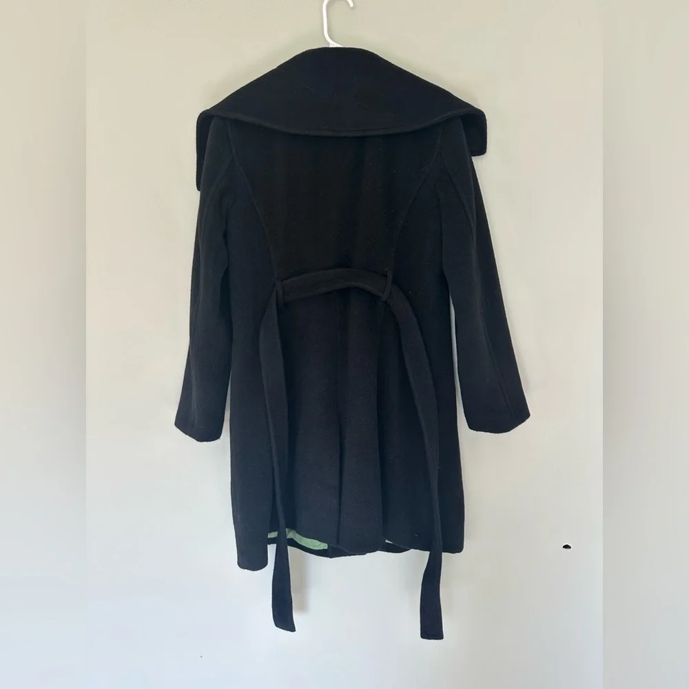 Coach Black Mohair Wool-Blend Belted Coat with Green Lining, Large. Gorgeous!